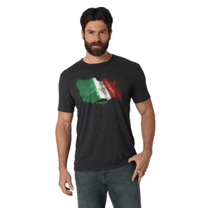 WRANGLER JEANS Shirts Wrangler Men's Mexican Flag Caviar Heather Short Sleeve T-Shirt 112318451