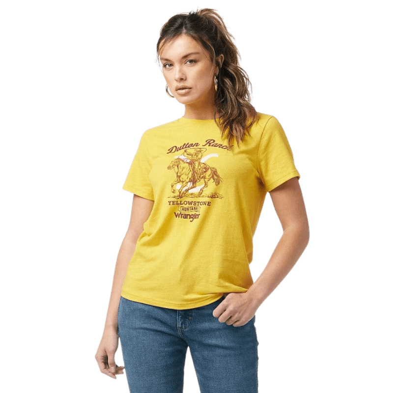 WRANGLER JEANS Shirts Wrangler Women's Yellowstone Mustard Graphic Tee 112323574