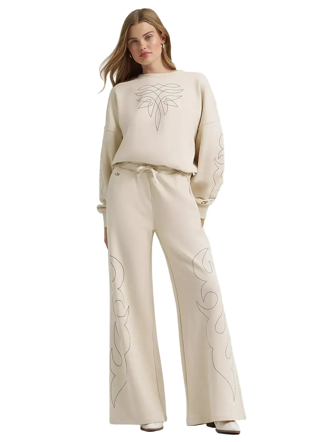 Wrangler X Lainey Wilson Cocoa Creme Cowboy Sweatpants 112375657