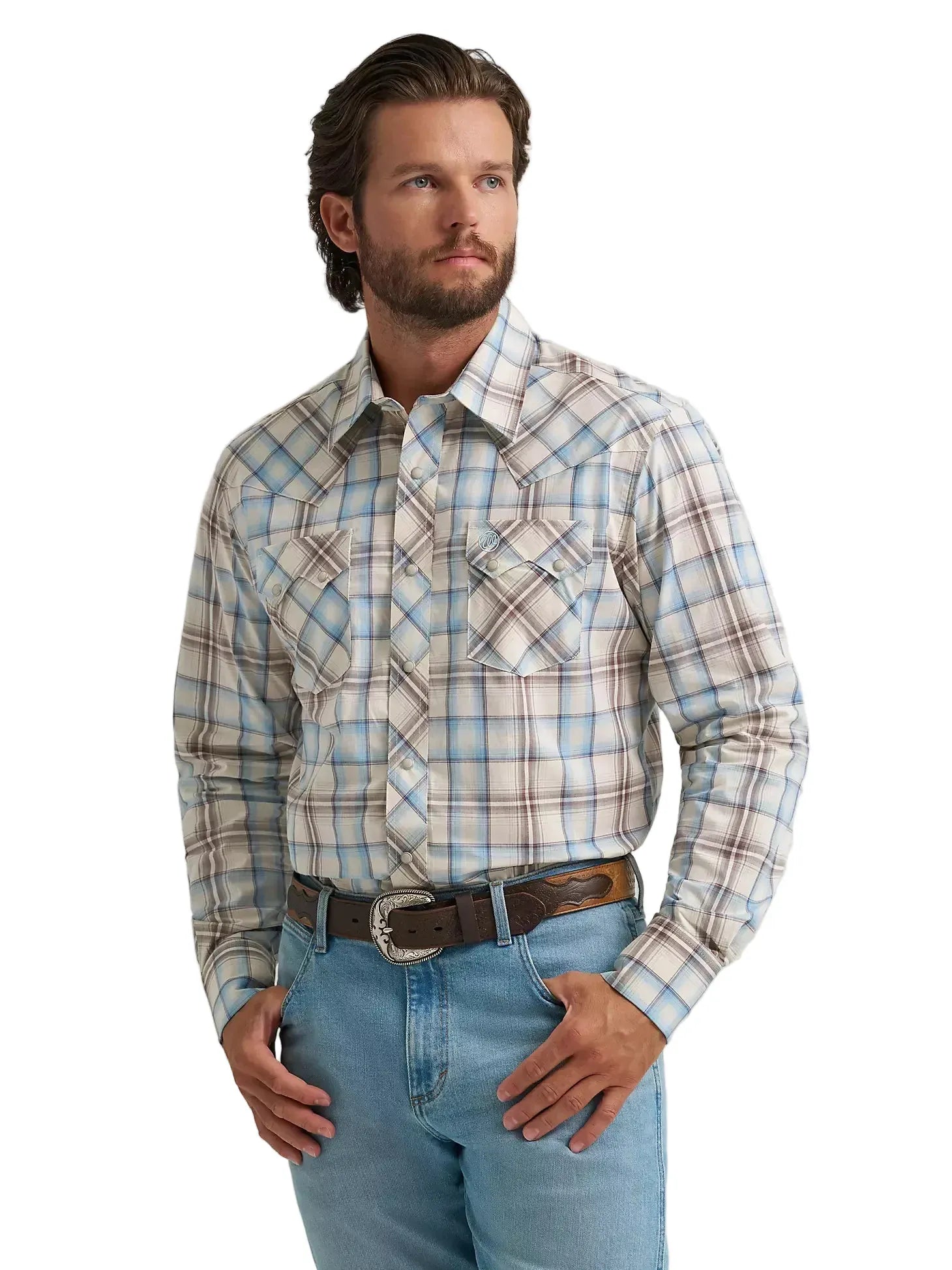 Wrangler Mens Historic Tan Retro Sawtooth Snap Western Shirt