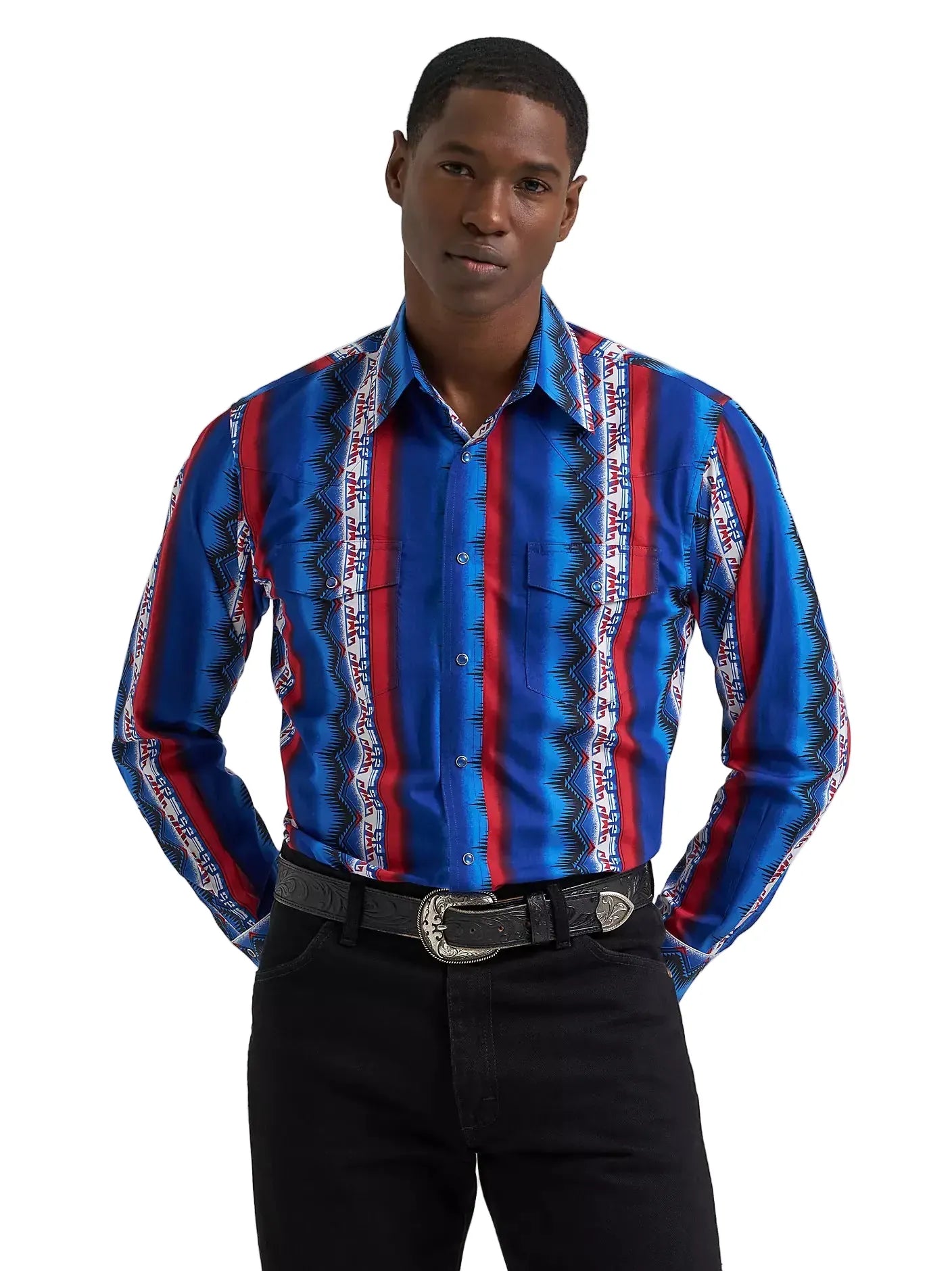 Wrangler Men's Old Glory Checotah Western Snap Shirt 112384295
