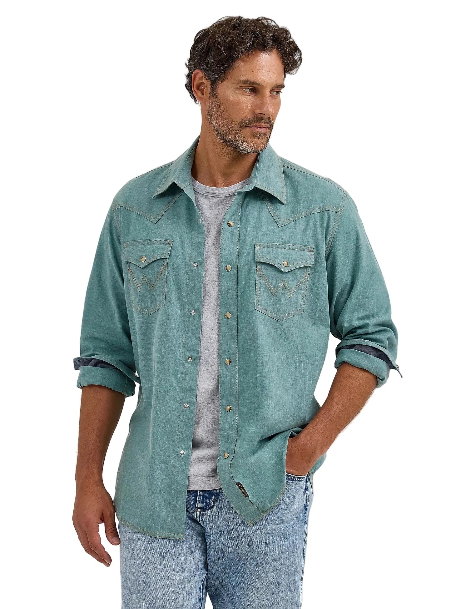 Wrangler Men's Robins Egg Premium Retro Western Shirt 112368218