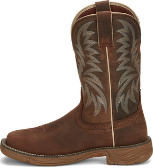 Justin Work Boots Justin Men's Stampede Rush Hickory Brown Square Toe Work Boots SE7400