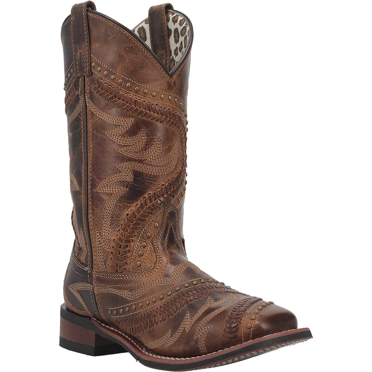 Laredo Women's Charli Brown Bucklace Studded Western Boots