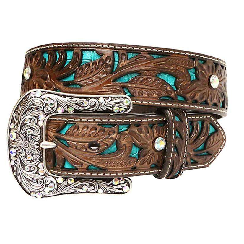 Ariat Women's Tooled Turquoise Inlay Belt