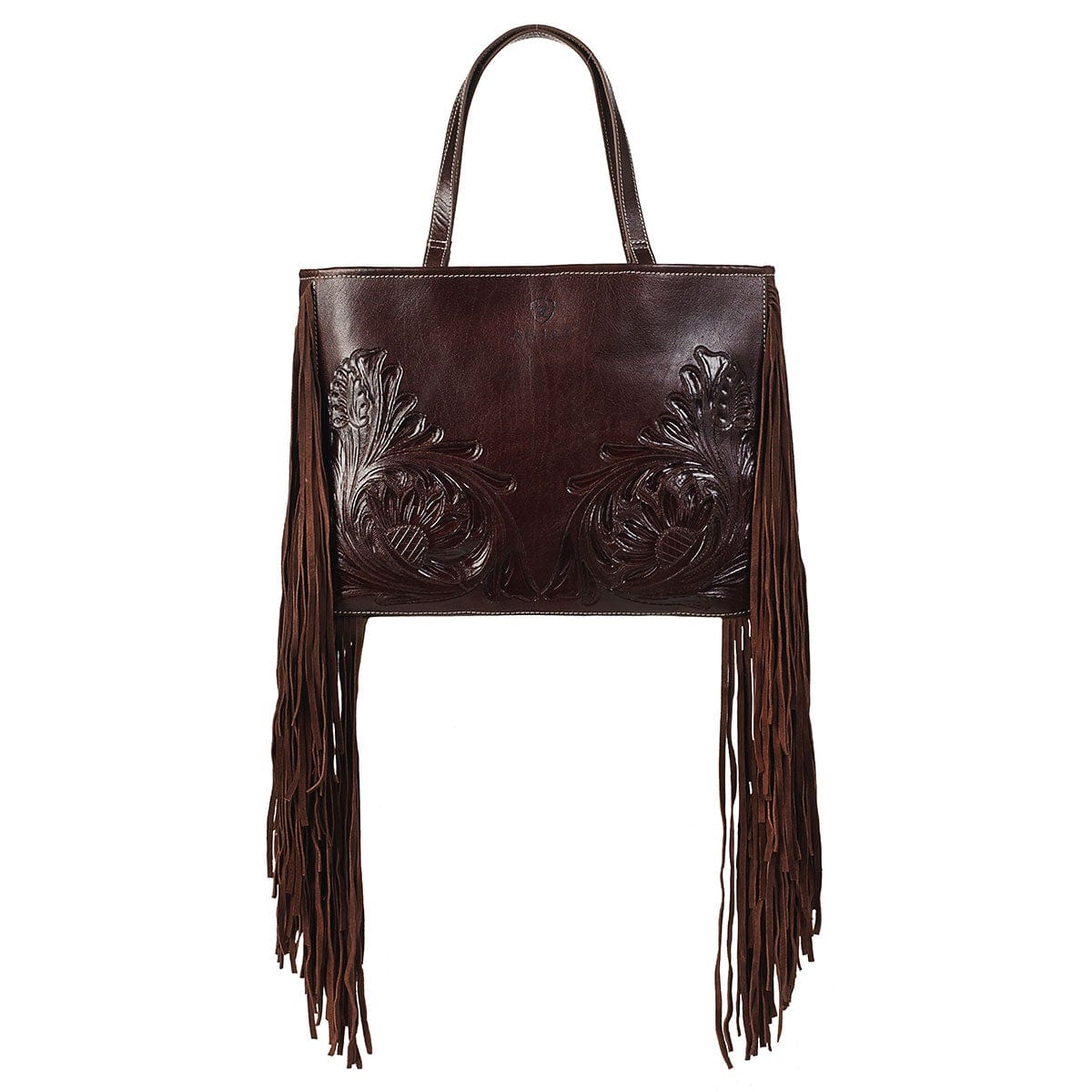 M&F WESTERN Purse Ariat Victoria Brown Tooled Leather Fringe Tote Bag A770009302