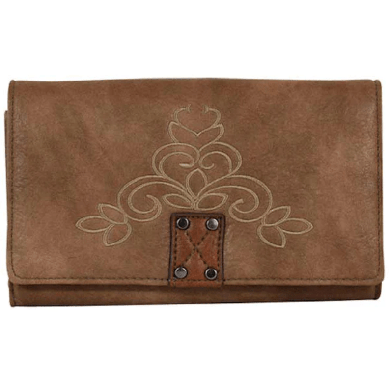 TRENDITIONS Accessories - Ladies - Purses& - Wallets Catchfly Women's Brown Embroidered Wallet 22010806W