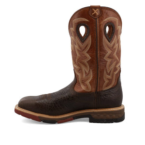 TWISTED X BOOTS Boots Twisted X Men's Smokey Chocolate & Spice Waterproof Alloy Toe Western Work Boots MXBAW02