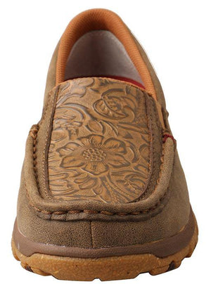Twisted X Shoes Twisted X Women’s Tooled Brown Slip-On Driving Moc with CellStretch® - WXC0013