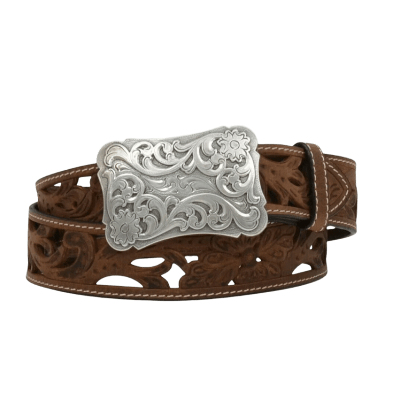 3-D DESIGNS Belts Angel Ranch Women's Filigree Cutout Brown Leather Belt DA2072