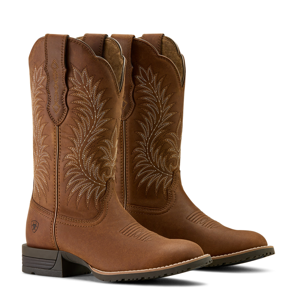 Ariat Women's Frontier Brown Hybrid Ranchward Square Toe Western Boot 10063901