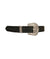 Alamo Saddlery Belts 1.5" straight belt black leather waffle tooling