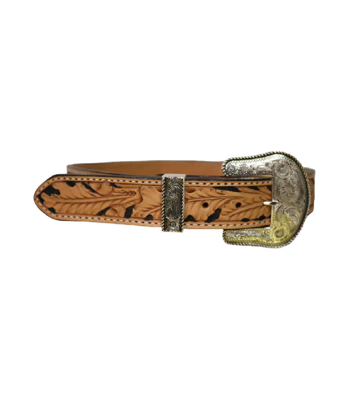 Alamo Saddlery Belts 1.5" straight belt golden leather acorn tooling with background paint