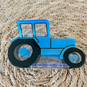 American Farm Company Claw Clip Blue Tractor Hair Clip