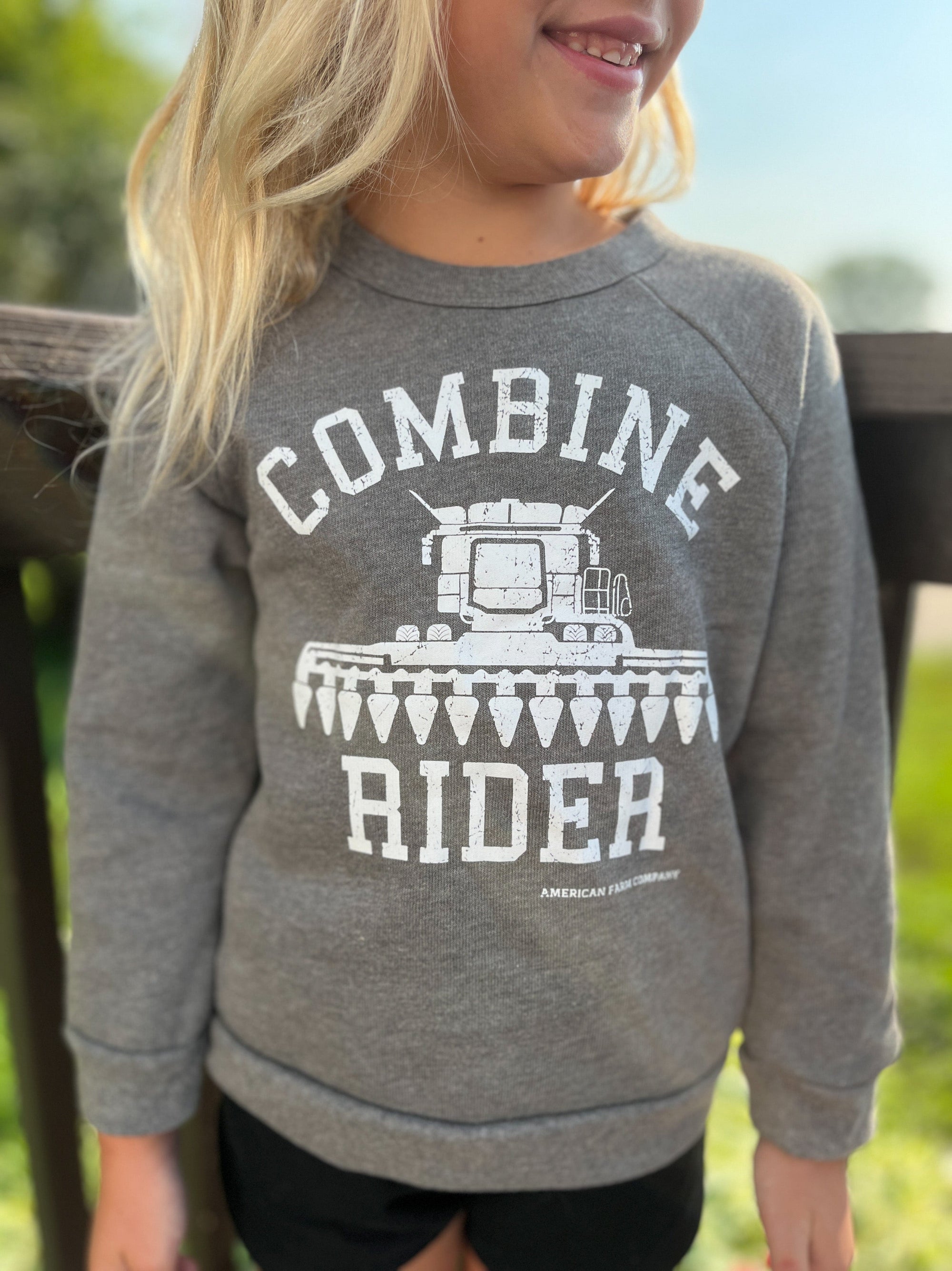 American Farm Company Crewneck Combine Rider Grey Toddler/Youth Crewnecks