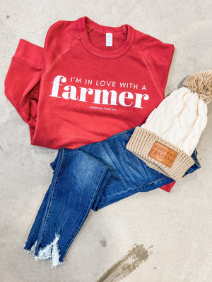 American Farm Company Crewneck 'I'm in Love with a Farmer' Cherry Crewneck