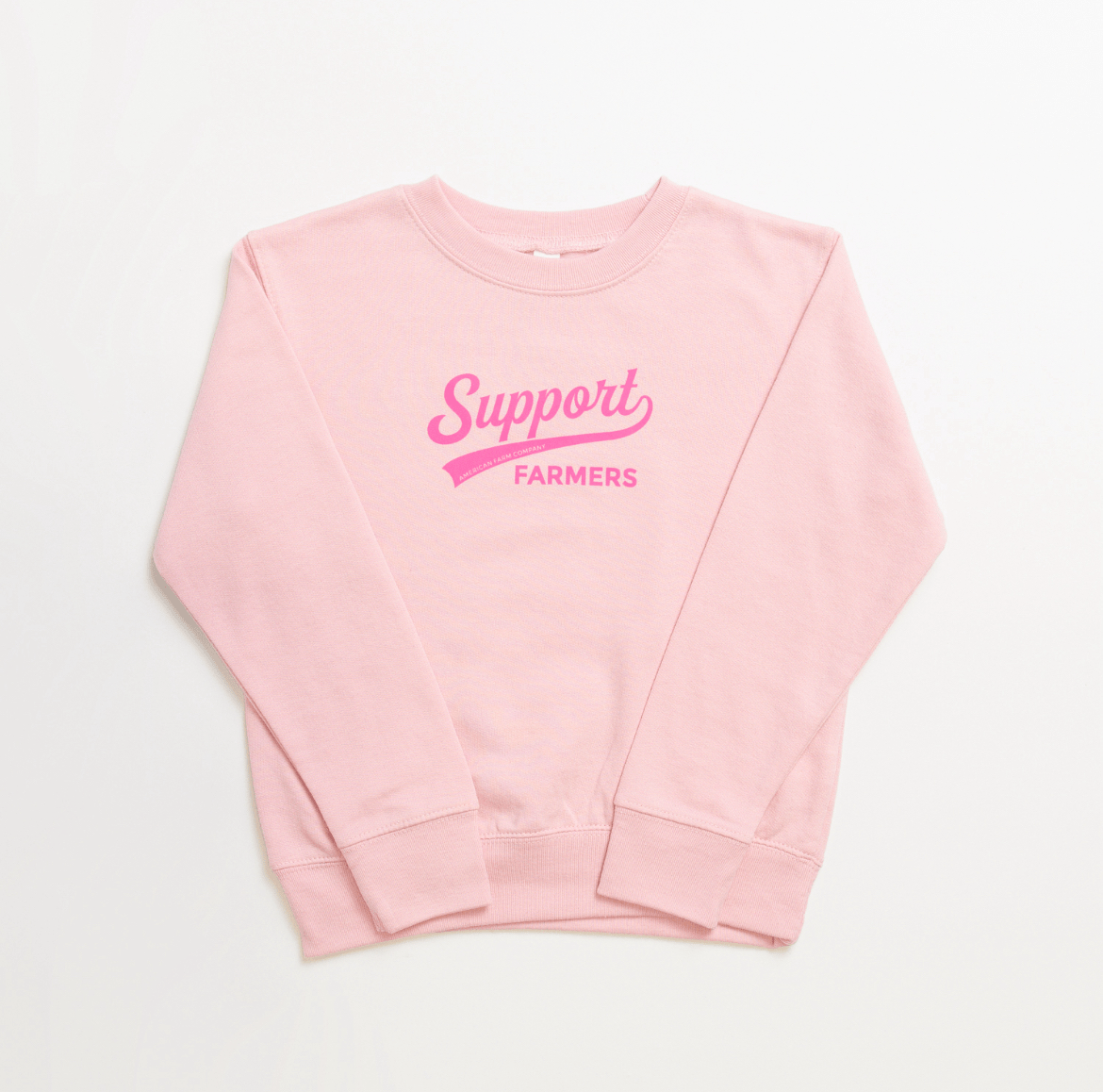 American Farm Company Kids Crew 'Support Farmers Banner' Pink Crew- Toddler