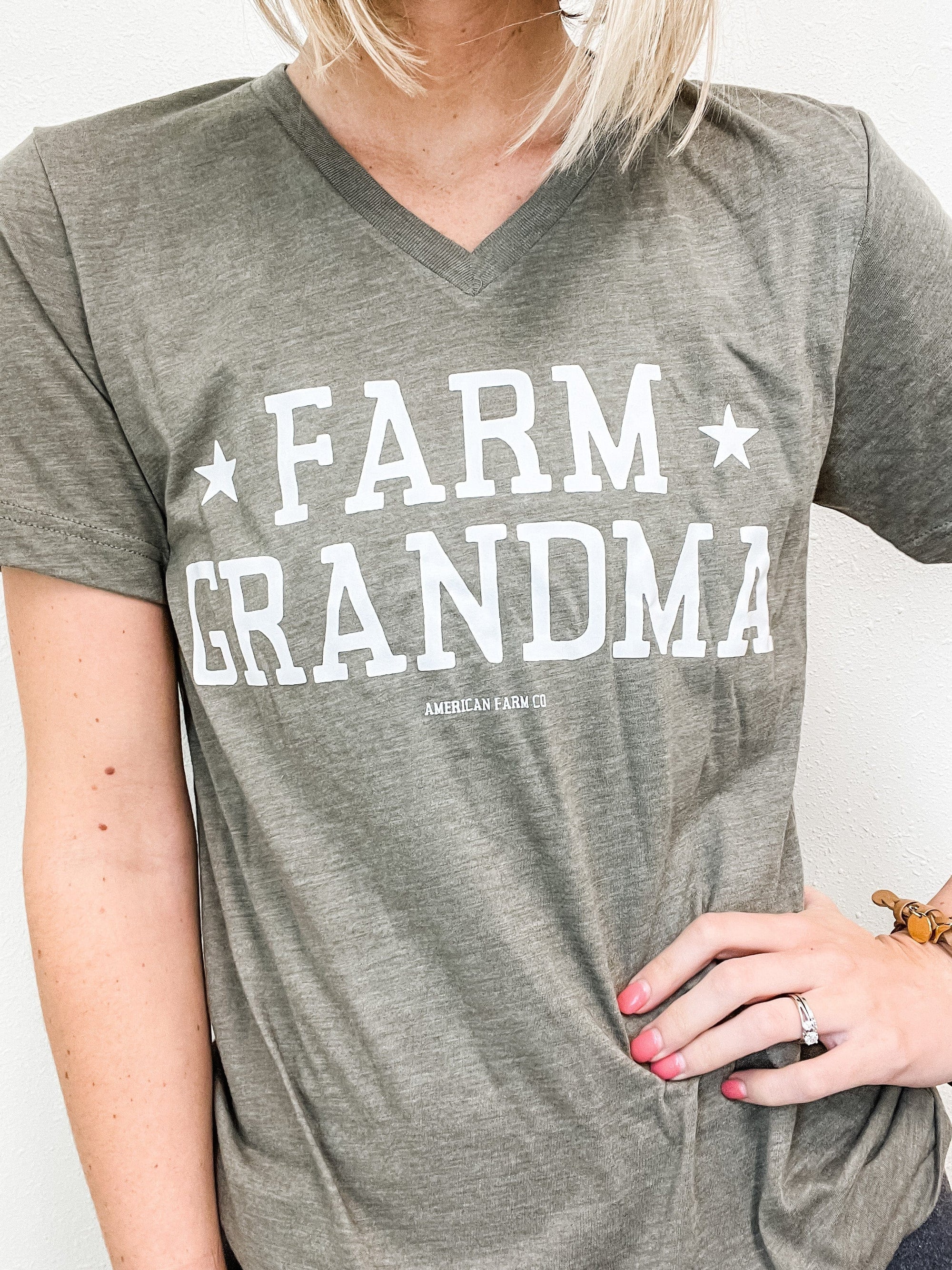 American Farm Company Shirts 'Farm Grandma' V- Neck Tee