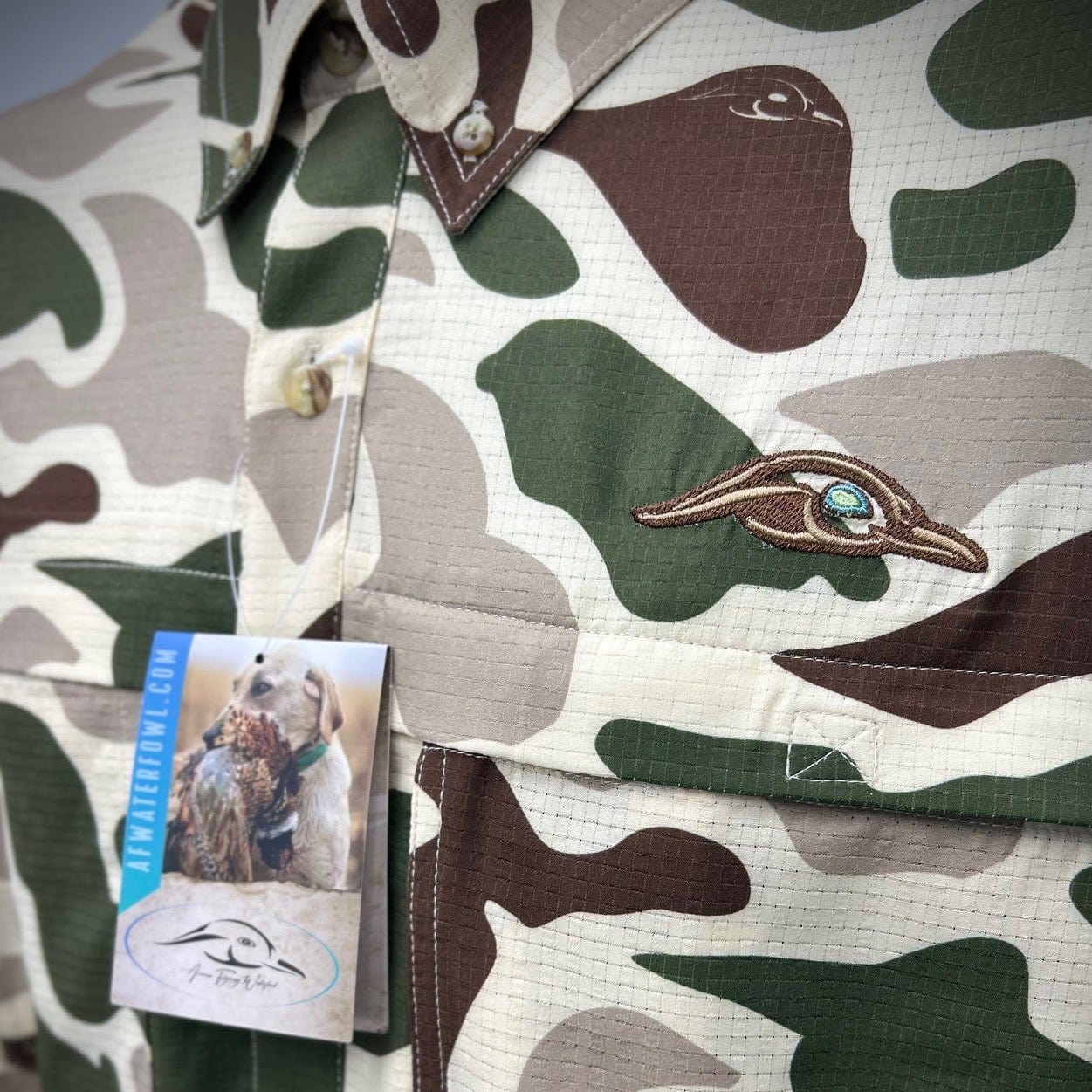 American Flyway Waterfowl Green & Brown Ol School Camo / Small AFW Wingshooter's Shirt