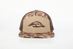 American Flyway Waterfowl Hats 7 Panel Brown Old School AFW Style w- 3 D Puff and Brown Mesh