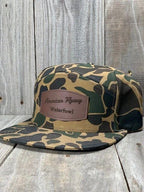 American Flyway Waterfowl Hats 7 Panel Old School Solid Wax Cap w- Leather Patch