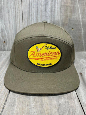 American Flyway Waterfowl Hats 7 Panel Yellow Upland Patch All Loden Cap