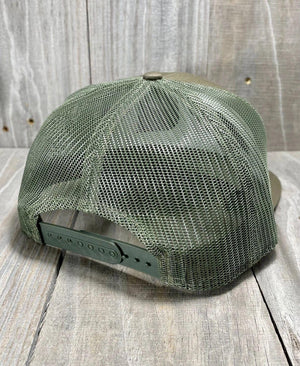 American Flyway Waterfowl Hats 7 Panel Yellow Upland Patch Loden w- Evergreen Mesh Back Cap