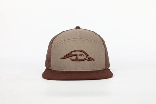 American Flyway Waterfowl Hats AF Waterfowl 3D Puff Logo 7 Panel Trucker Khaki - Rust Brown