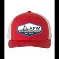 American Flyway Waterfowl Hats AFW Fishing Patch Hat - Red - White Snapback Trucker