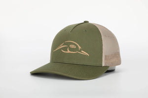 American Flyway Waterfowl Hats Army Olive - Khaki Mesh Back Five Panel