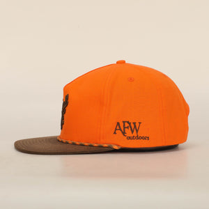 American Flyway Waterfowl Hats BLAZE ORANGE AND BROWN RIPSTOP PUFF DEER ROPE HAT