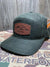 American Flyway Waterfowl Hats Leather Patch Dark Olive Waxed Cap 7 Panel Snapback
