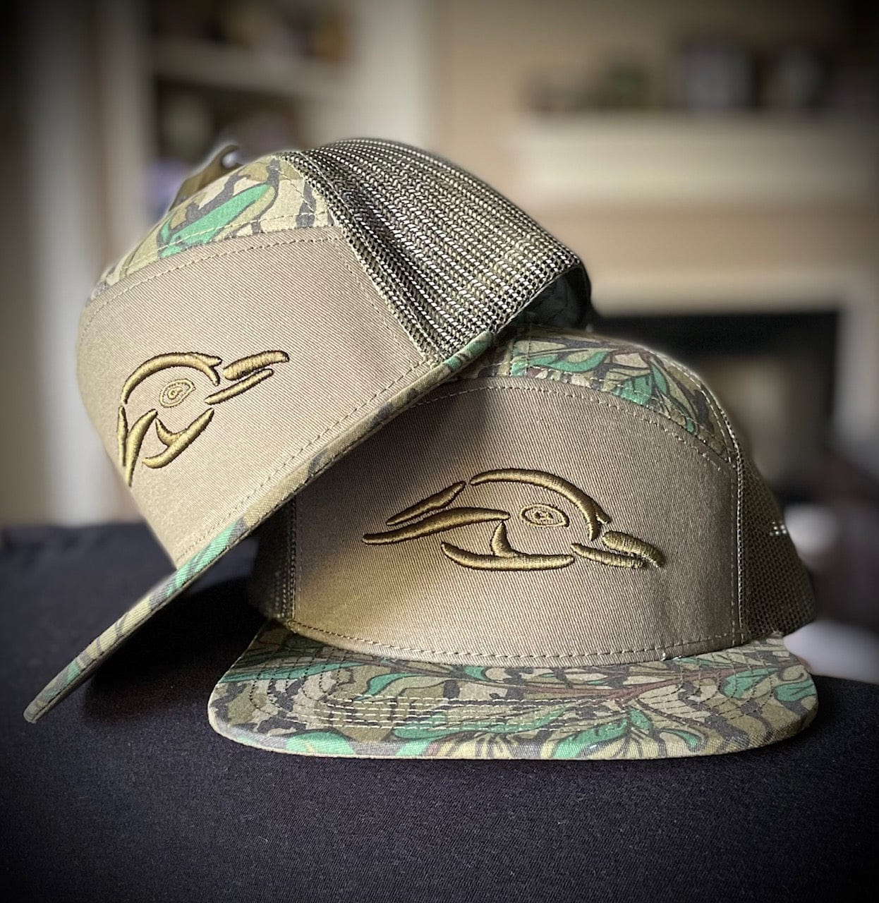 AMERICAN FLYWAY WATERFOWL Hats Mossy Oak Greenleaf & Olive Duck Logo