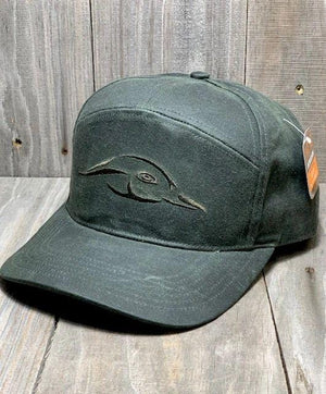 American Flyway Waterfowl Hats Solid Dark Olive Waxed Cap 7 Panel Snapback