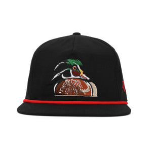 American Flyway Waterfowl Hats The Wood Duck In Black Ripstop Rope Hat