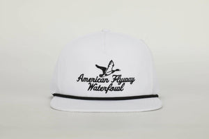American Flyway Waterfowl Hats Throwback Vintage Rope Hat White with Black Rope