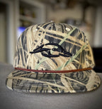 American Flyway Waterfowl Old School Camo Vintage Rope Old Rope Hat Mossy Shadow Grass w/ 3D AF Waterfowl Logo