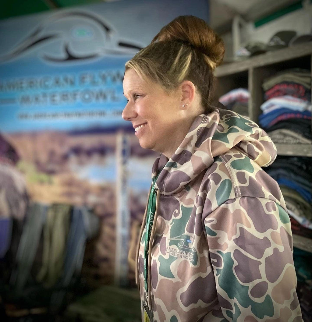 American Flyway Waterfowl Outerwear AF Waterfowl Old School Green and Brown Performance Hoodie