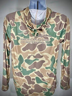 American Flyway Waterfowl Shirts Green and Brown OSC Lightweight Performance Shirt with Hood and Flat Draw String