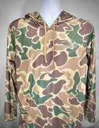 American Flyway Waterfowl Shirts Medium Green and Brown OSC Lightweight Performance Shirt with Hood and Flat Draw String