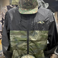 American Flyway Waterfowl Small AF Waterfowl Camo and Black Lightweight Full Zip Pullover Windbreaker Jacket - Water Resistant