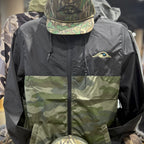American Flyway Waterfowl Small AF Waterfowl Camo and Black Lightweight Full Zip Pullover Windbreaker Jacket - Water Resistant