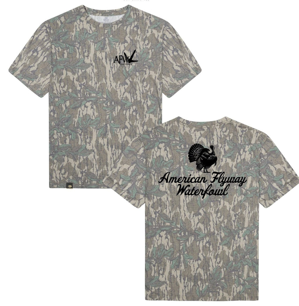 American Flyway Waterfowl Small AFW Outdoors Turkey Greenleaf Mossy Oak Tee