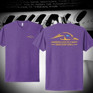 American Flyway Waterfowl TShirt Purple Rush Tee Shirt w/ Solid Logo Distressed