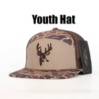 American Flyway Waterfowl Youth 7 Panel Youth 7 Panel Brown Old School 3 D Puff Deer Head w/ Brown Mesh