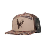 American Flyway Waterfowl Youth 7 Panel Youth 7 Panel Brown Old School 3 D Puff Deer Head w/ Brown Mesh