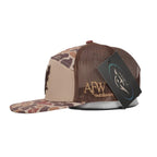 American Flyway Waterfowl Youth 7 Panel Youth 7 Panel Brown Old School 3 D Puff Deer Head w/ Brown Mesh