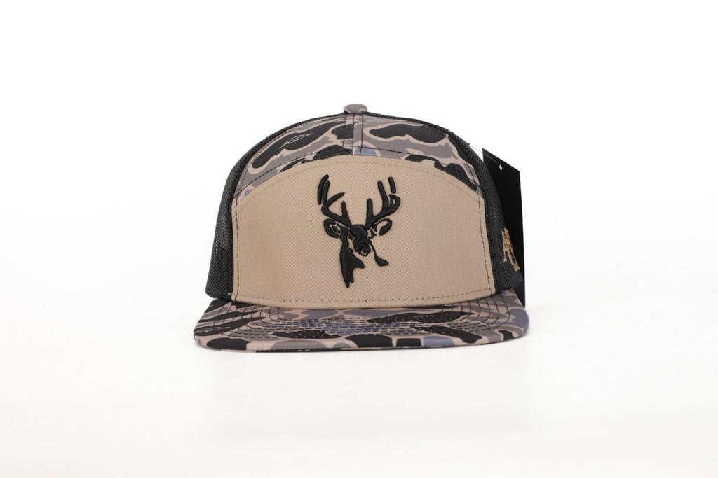 American Flyway Waterfowl Youth 7 Panel Youth 7 Panel Hardwoods-II 3 D Puff Deer Head w/ Black Mesh