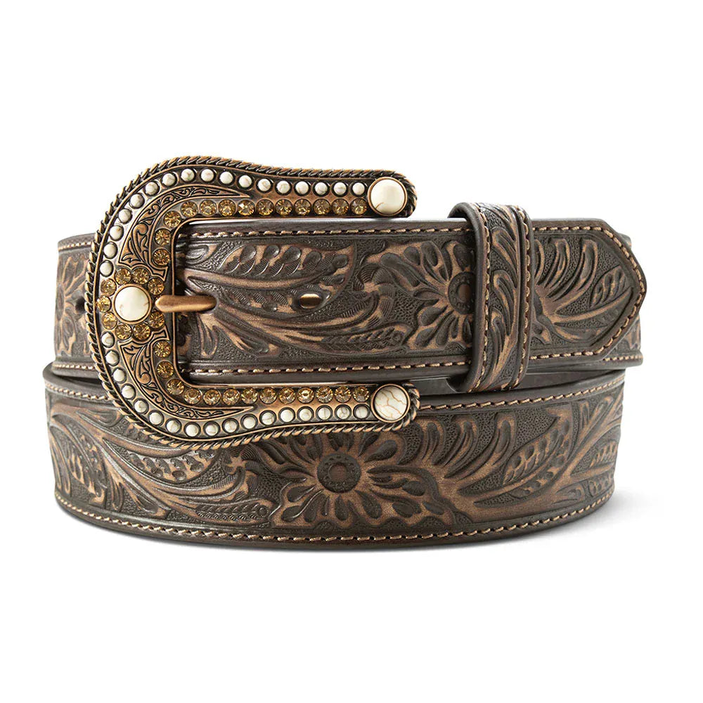 ARIAT Belts Ariat Women's Brown Floral Embossed Western Belt A1567702