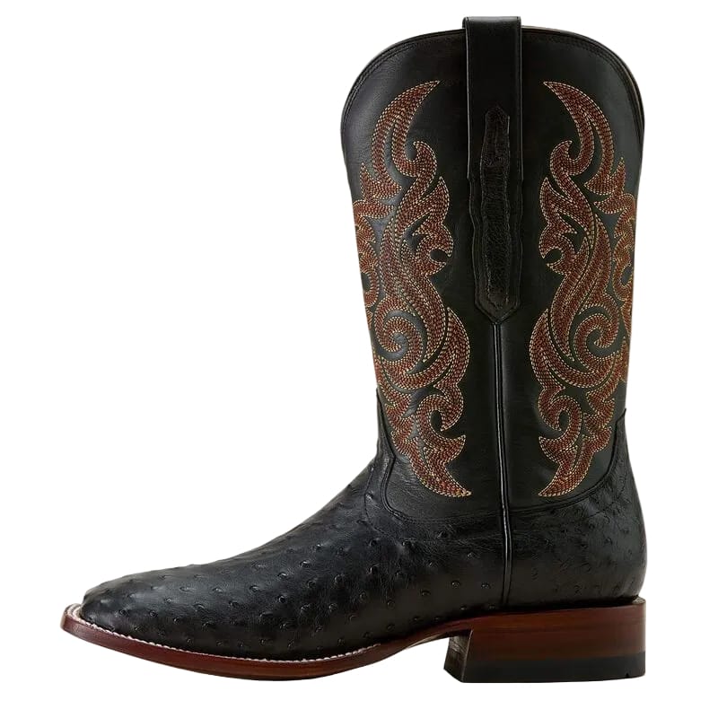 ARIAT Boots Ariat Men's Black Full Quill Ostrich Classic Cash Western Exotic Boots 10063776